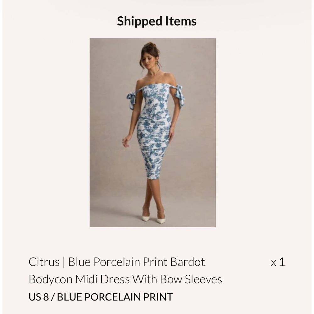 Club Londo CITRUS BLUE PORCELAIN PRINT MIDI DRESS